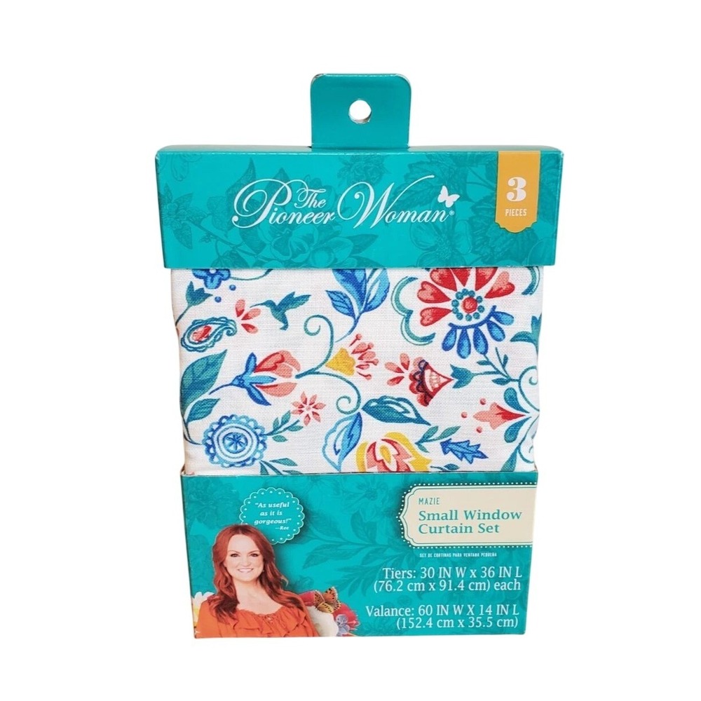 The Pioneer Woman Mazie Small‎ Window Curtain Set 3pc Multicolor Floral New NIB